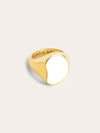 Anillo Signet Bean White Baño Oro