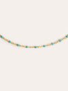 Collar Dots Turquoise Enamel Plata Baño Oro