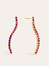 Pendientes Riviere Line Raspberry Plata Baño Oro